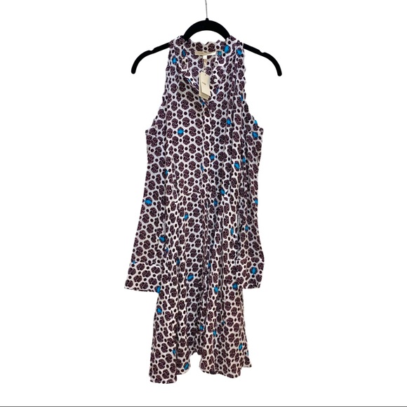 NWT maje printed sateen dress button down shoulder cut out dress size 1 small - Picture 3 of 9